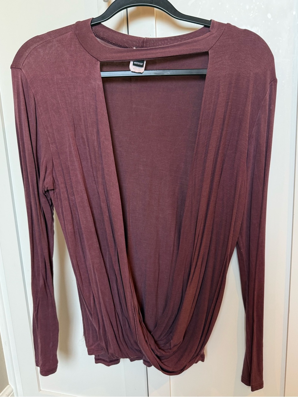 Windsor Twist-Front Long-Sleeve Top in Wine